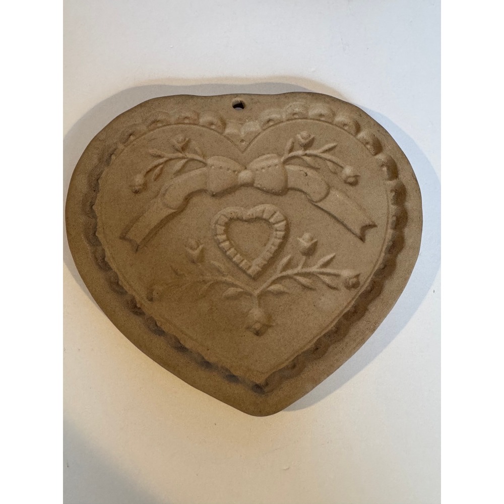 Vintage Sweet Heart Brown Bag Cookie Art Mold 1992 Pampered Chef Heart Stoneware